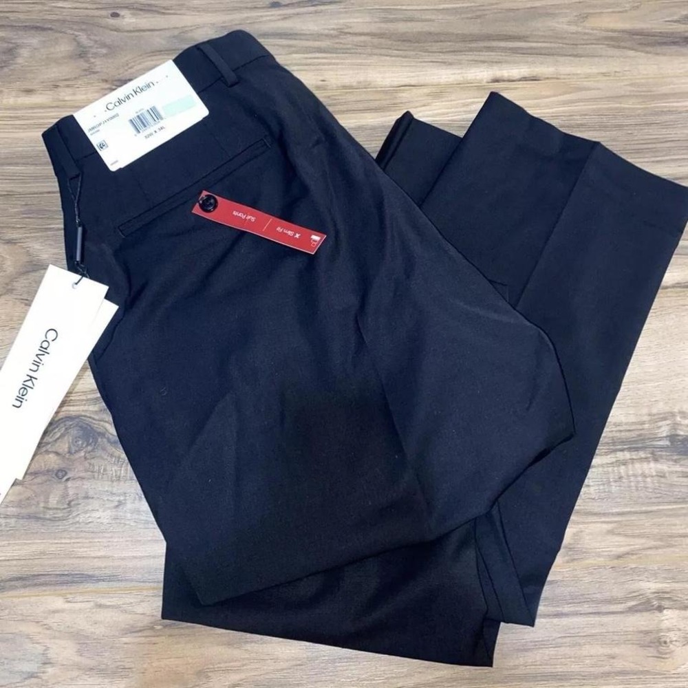 Calvin Klein Men's Slim Fit Suit Pants, Black, Sz 34x34